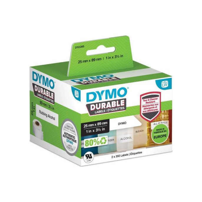 DYMO LW Labels 25 x 89 mm Papier Zwart op Wit (doos 2 rollen)