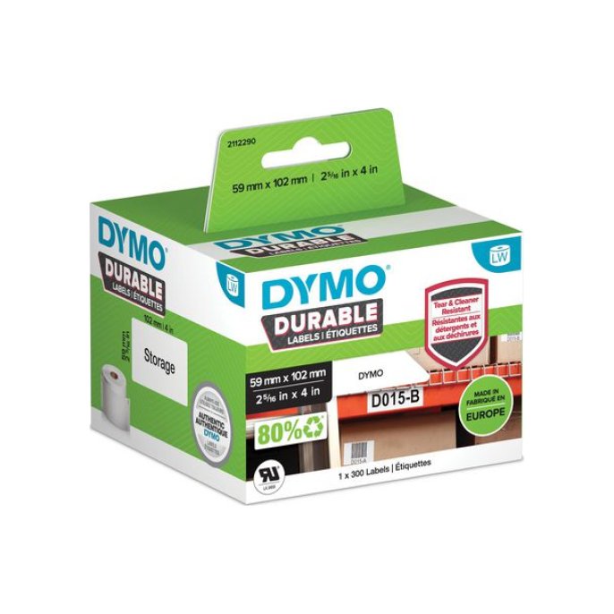 DYMO LW Labels 59 x 102 mm Papier Zwart op Wit (rol 300 stuks)