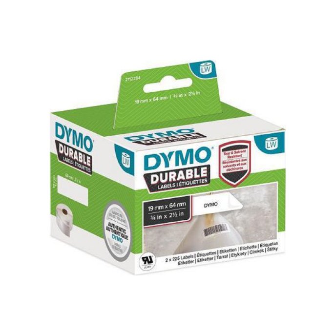 DYMO LW Streepjescode-labels 19 x 64 mm Papier Zwart op Wit (doos 2 rollen)