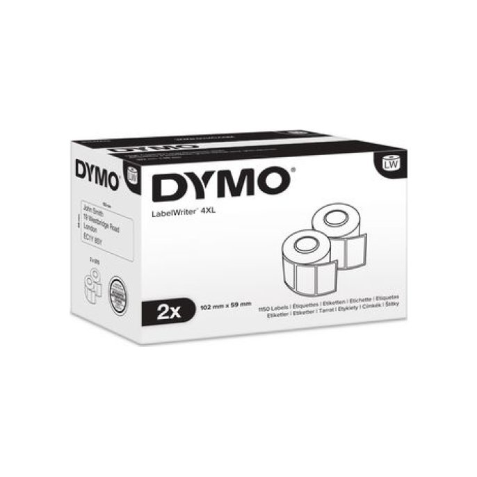 DYMO S0947420 LW verzendetiketten met hoge capaciteit zwart op wit 59 x 102 mm (pak 2 rollen)