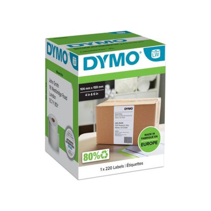 DYMO Verzendlabels Papier 104 x 159 mm Zwart op Wit (pak 220 stuks)