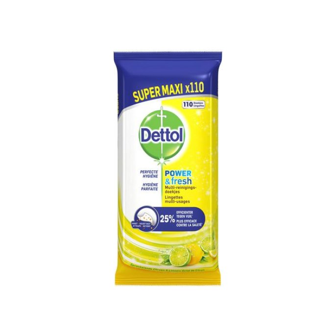 Dettol Power And Fresh Multi-Reinigingsdoekjes Citrus (pak 110 stuks)