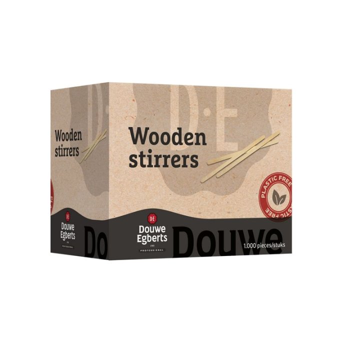 Douwe Egberts Houten Roerstaafjes 14 cm (doos 1000 stuks)