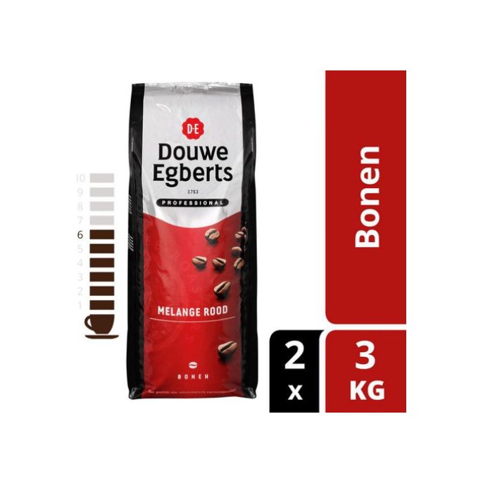 Douwe Egberts Professionele Melange Rood Koffiebonen (doos 2 x 3000 gram)