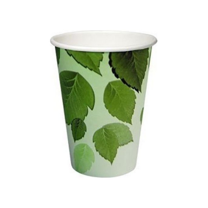 Drinkbeker Karton PLA 180 ml Wit Groen (doos 25 x 100 stuks)