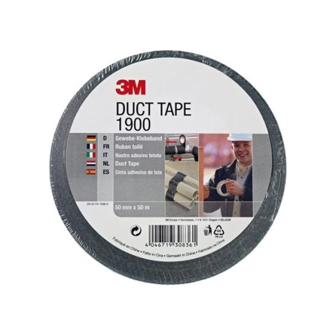 Duct tape 1900 50mm zwart/rl50m