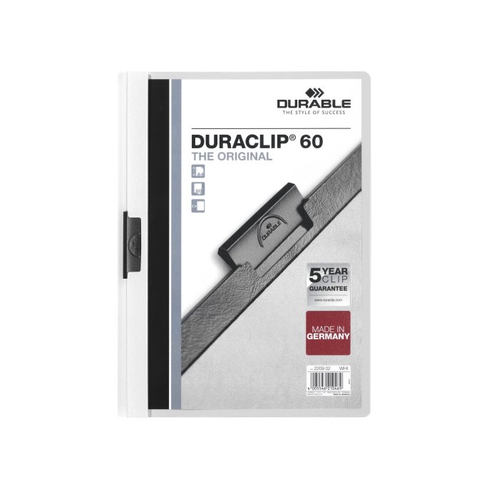 Durable Duraclip® Klemmap A4 1-60 vel Wit (pak 25 stuks)