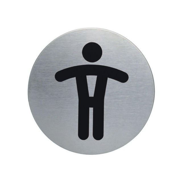 Durable Herentoilet Pictogram. RVS. diameter 83 mm. Zilver