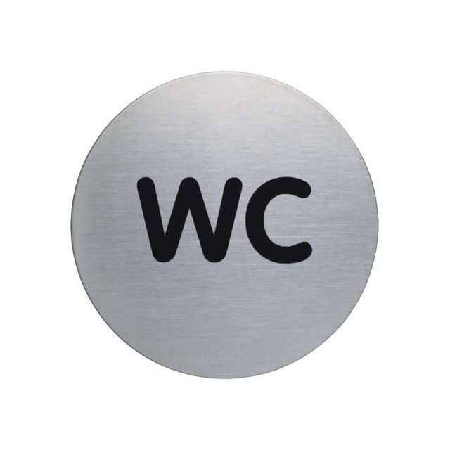 Durable Toilet Pictogram. RVS. diameter 83 mm. Zilver