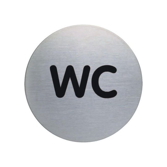 Durable Toilet Pictogram. RVS. diameter 83 mm. Zilver