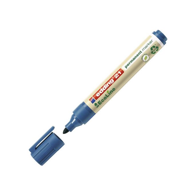 EDDING 21 EcoLine Permanente Marker Ronde Punt 15 - 3 mm Blauw (doos 10 stuks)