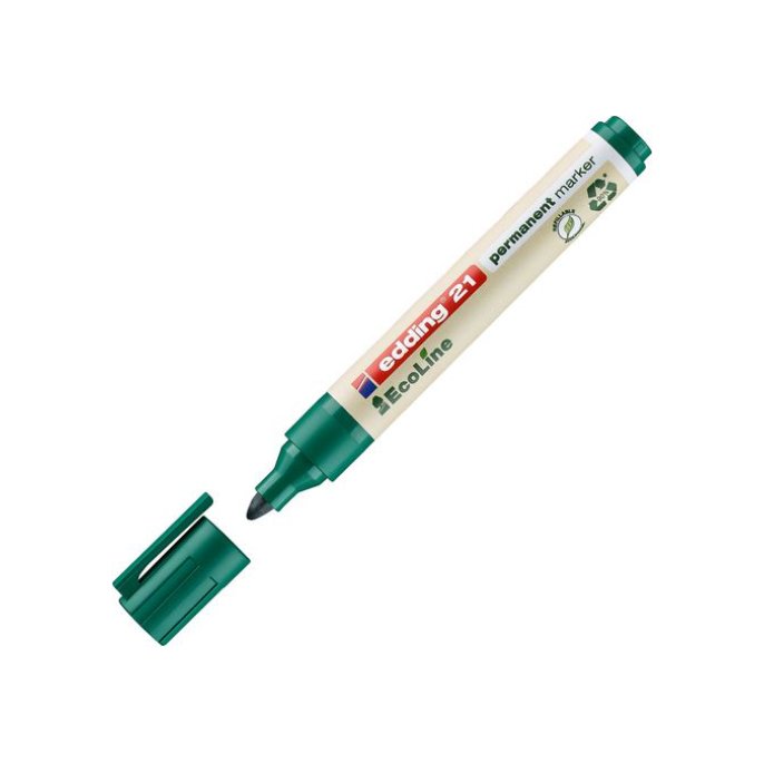 EDDING 21 EcoLine Permanente Marker Ronde Punt 15 - 3 mm Groen (doos 10 stuks)