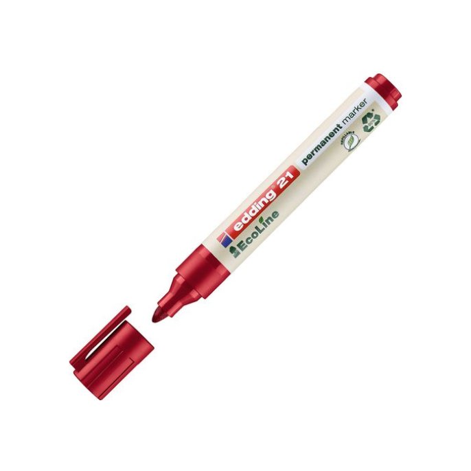 EDDING 21 EcoLine Permanente Marker Ronde Punt 15 - 3 mm Rood (doos 10 stuks)