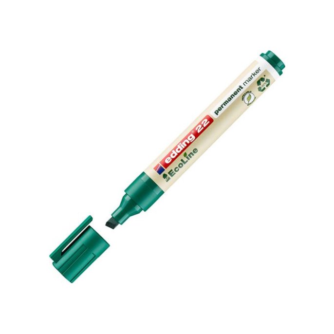 EDDING 22 EcoLine Permanente Marker Beitelvormige Punt 1 - 5 mm Groen (doos 10 stuks)