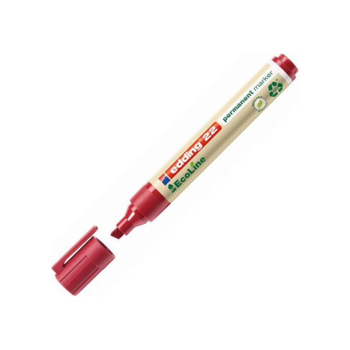 EDDING 22 EcoLine Permanente Marker Beitelvormige Punt 1 - 5 mm Rood (pak 10 stuks)