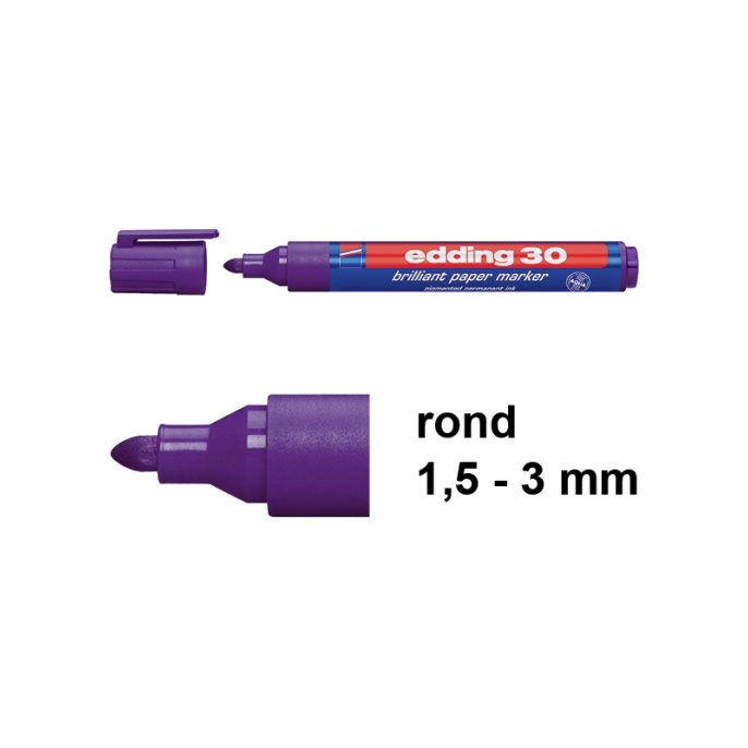 EDDING 30 Brilliant Paper Marker Ronde Punt 1.5 - 3 mm Paars (doos 10 stuks)