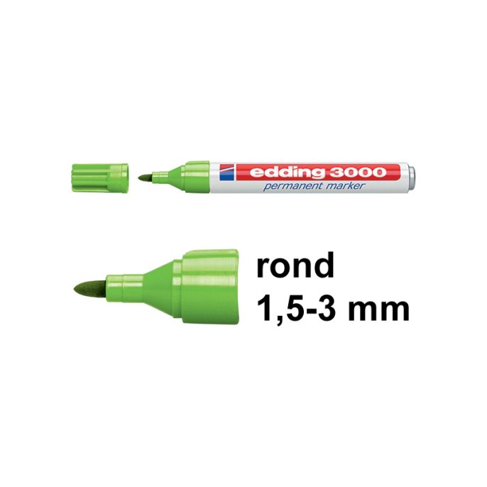 EDDING 3000 Permanent Marker 1.5-3mm Ronde Punt licht groen (pak 10 stuks)