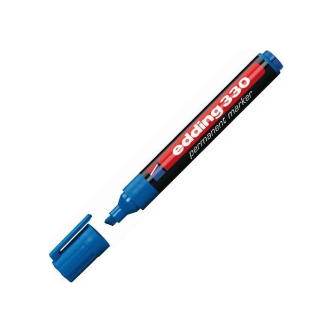 EDDING 330 Permanente Marker Beitelvormige Punt 1 - 5 mm Blauw (pak 10 stuks)