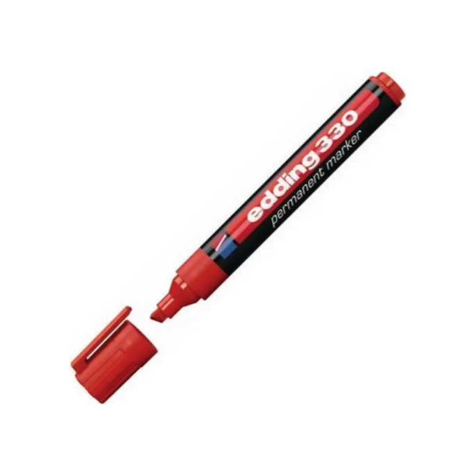 EDDING 330 Permanente Marker Beitelvormige Punt 1 - 5 mm Rood (pak 10 stuks)