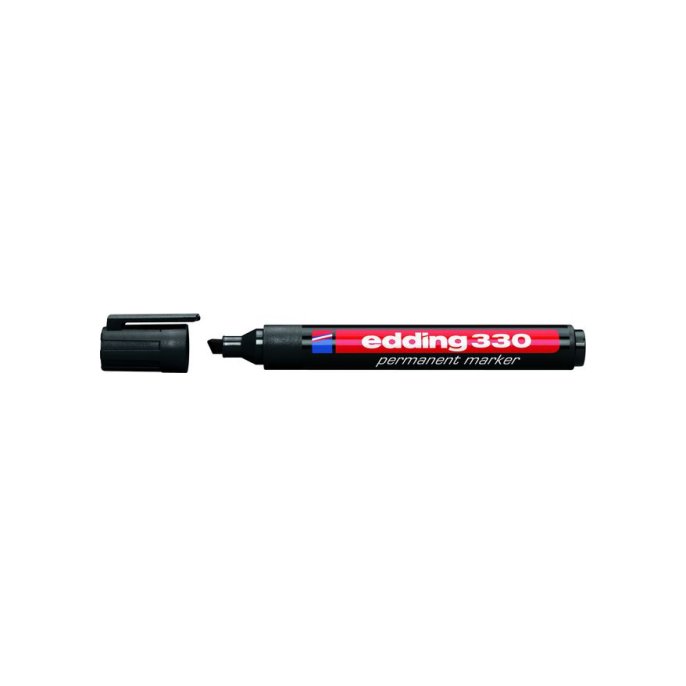 EDDING 330 Permanente Marker Beitelvormige Punt 1 - 5 mm Zwart (pak 10 stuks)