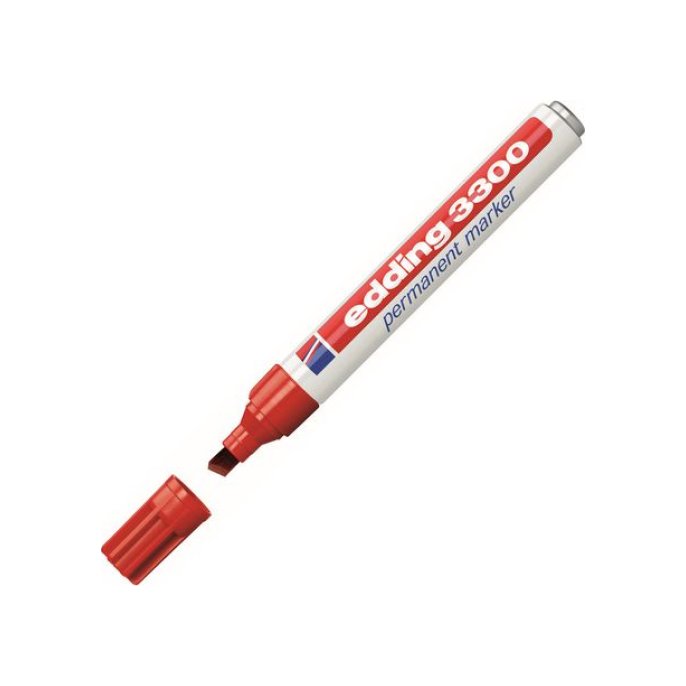 EDDING 3300 Permanente Marker Beitelvormige Punt 1 - 5 mm Rood (doos 10 stuks)