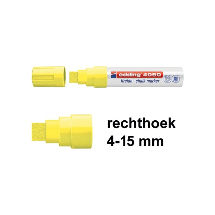 EDDING 4090 krijtstift beitelvormige punt 4 - 15 mm neongeel (doos 5 stuks)