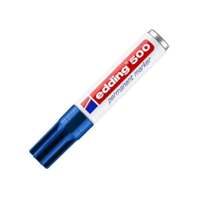 EDDING 500 Permanente Marker Beitelvormige Punt 2 - 7 mm Blauw (pak 10 stuks)