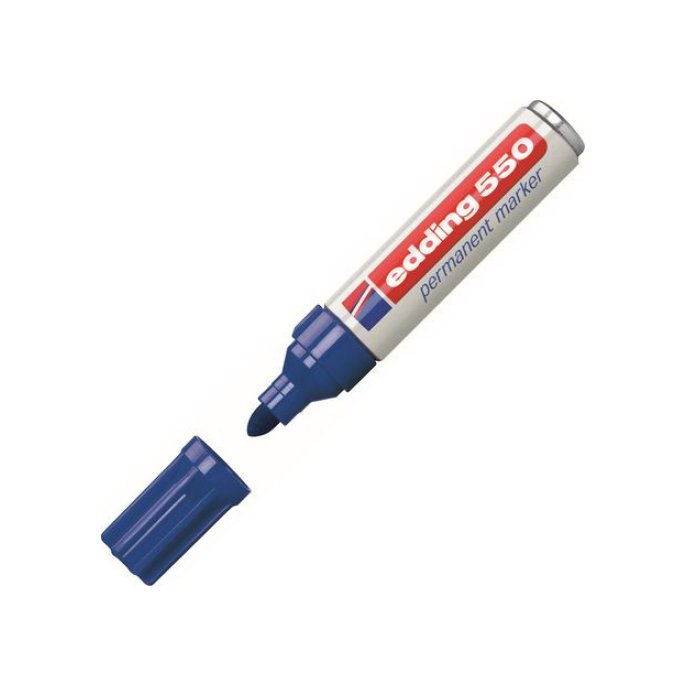 EDDING 550 Permanente Marker Ronde Punt 3 - 4 mm Blauw (pak 10 stuks)