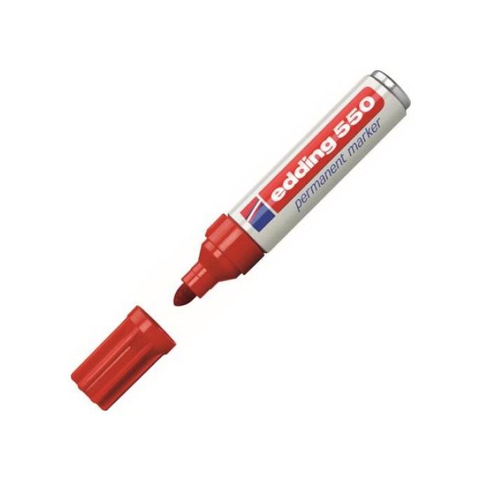 EDDING 550 Permanente Marker Ronde Punt 3 - 4 mm Rood (pak 10 stuks)