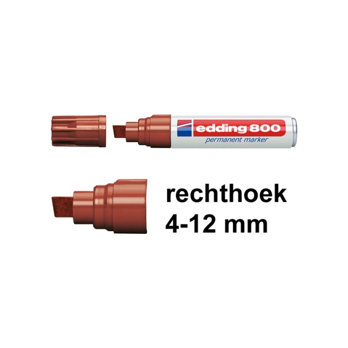 EDDING 800 navulbare permanente marker beitelvormige punt 4 - 12 mm lijndikte bruin (pak 5 stuks)