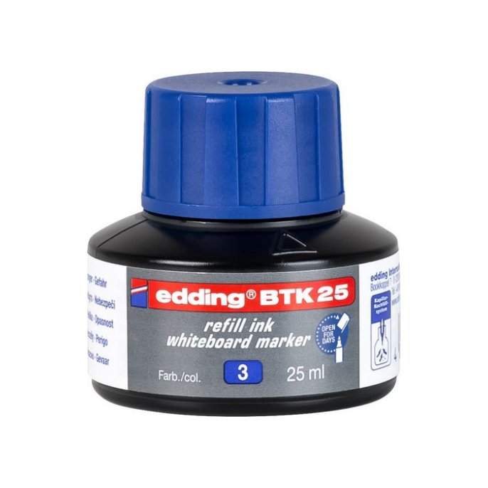 EDDING BTK 25-inktnavulling voor EDDING EcoLine 28 en 29 whiteboardmarkers blauw (fles 25 milliliter)