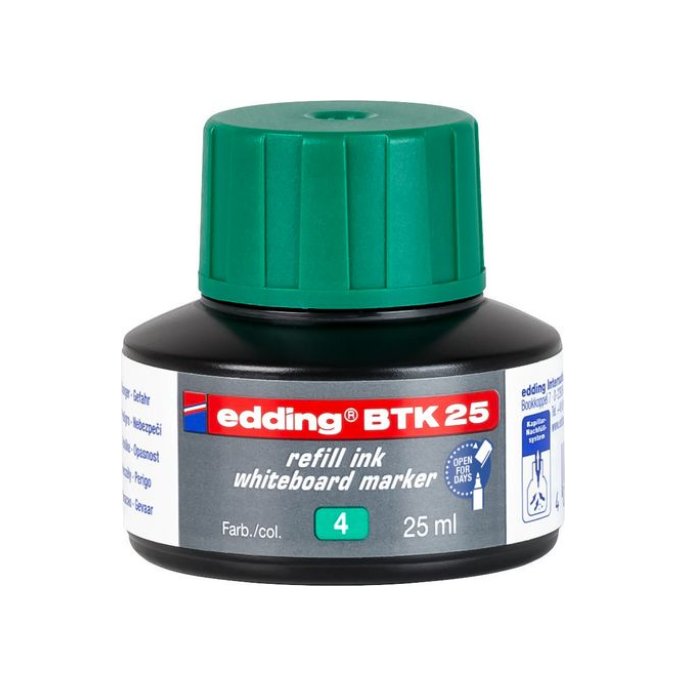 EDDING BTK 25-inktnavulling voor EDDING EcoLine 28 en 29 whiteboardmarkers groen (fles 25 milliliter)