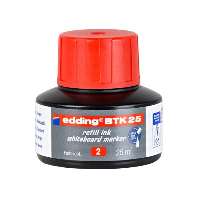 EDDING BTK 25-inktnavulling voor EDDING EcoLine 28 en 29 whiteboardmarkers rood (fles 25 milliliter)