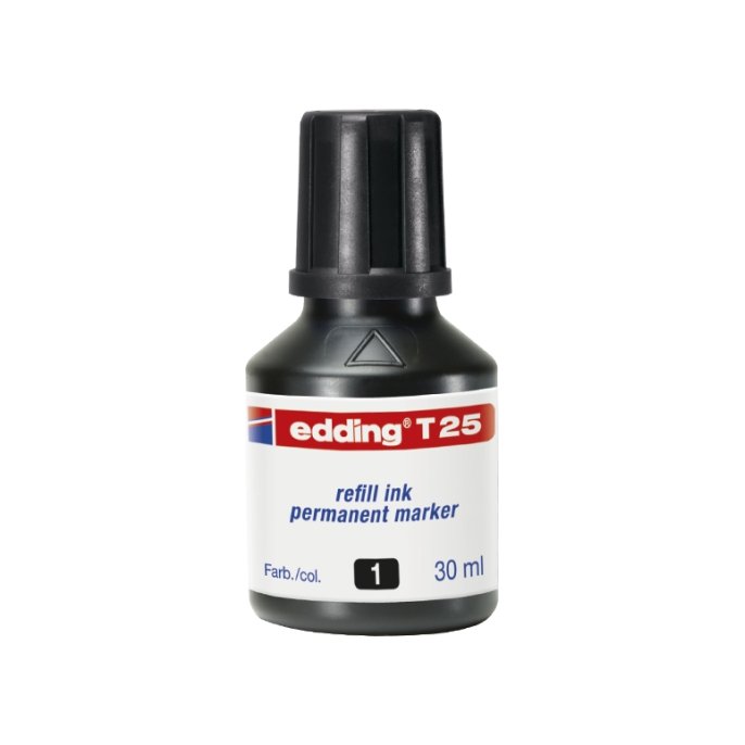 EDDING T-25 inktnavulling voor permanent markers 30 ml zwart (fles 30 milliliter)