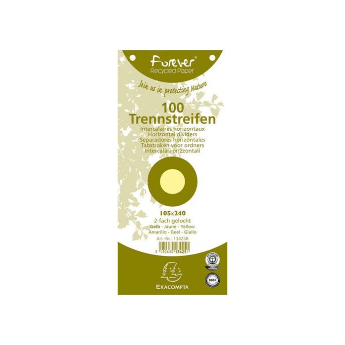 EXACOMPTA FOREVER Tabbladen Met Perforatie Gerecycled Karton 180g Geel (pak 100 stuks)