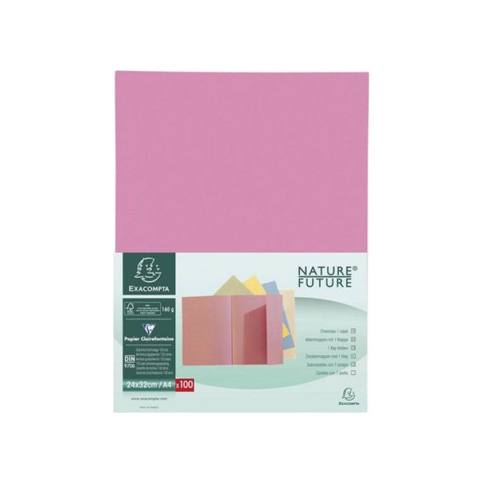 EXACOMPTA Vouwmap Nature Future met 1 klep A4 160 g/m² roze (pak 100 stuks)