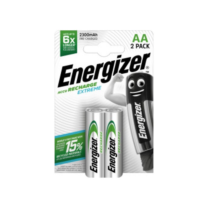 Energizer Accu Recharge Extreme AA-batterijen 2300 mAh oplaadbaar (pak 2 stuks)