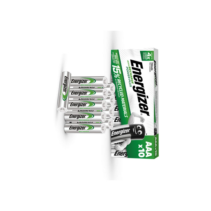 Energizer Oplaadbare Power Plus AAA / NH12 Batterijen 700 mAh (pak 10 stuks)