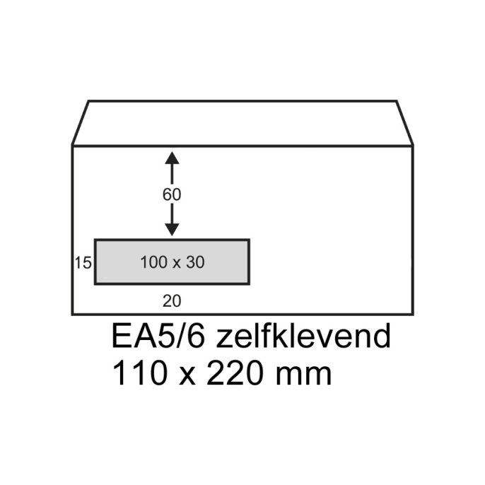 Envelop Raadhuis 110x220mm VL P/S/pk200