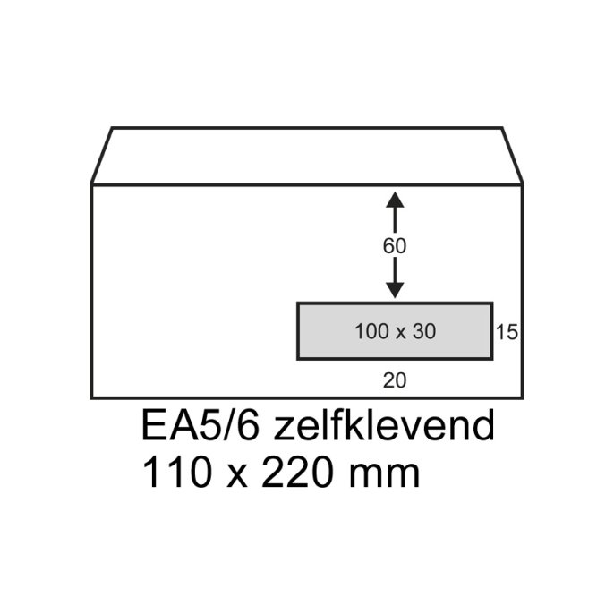 Envelop Raadhuis 110x220mm VR P/S (500 stuks)