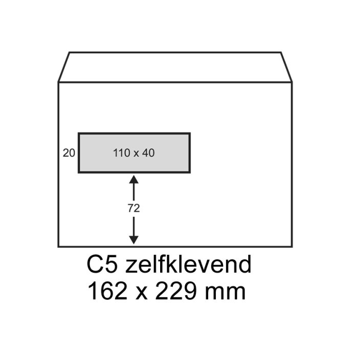 Envelop Raadhuis 162x229mm VL P/S (100 stuks)