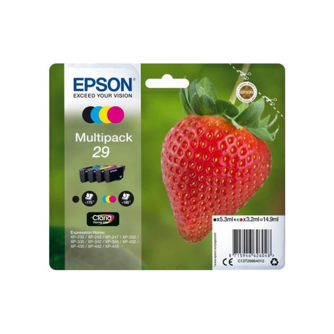 Epson 29 Inktcartridge Multipack Zwart en kleur (pak 4 stuks)