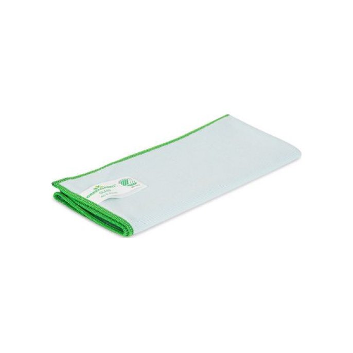 GREENSPEED Microvezeldoek Glas. 40 x 40 cm. Wit met Groen (pak 10 stuks)