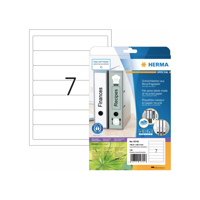 HERMA 10745 Ordneretiketten 192x38mm wit (140 stuks)