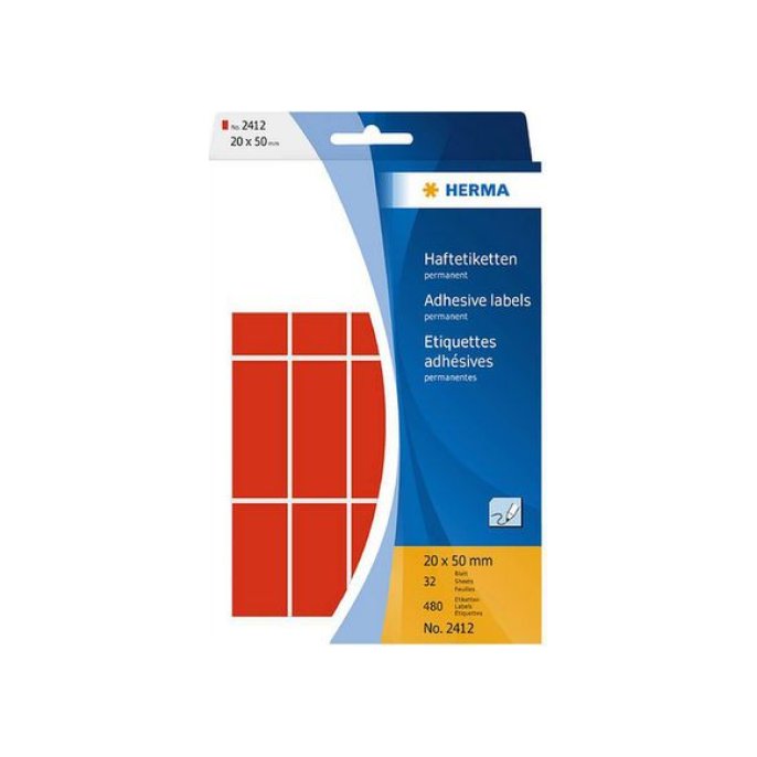 HERMA Etiket 20 x 50 mm Rood (pak 480 stuks)