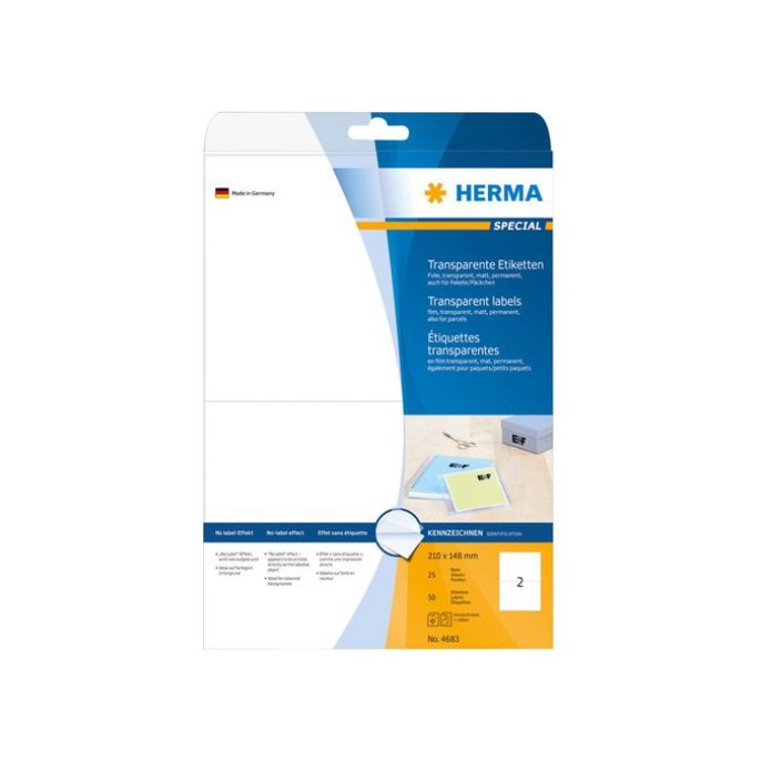 HERMA 4683 Etiketten 210x148mm transparant (pak 50 stuks)