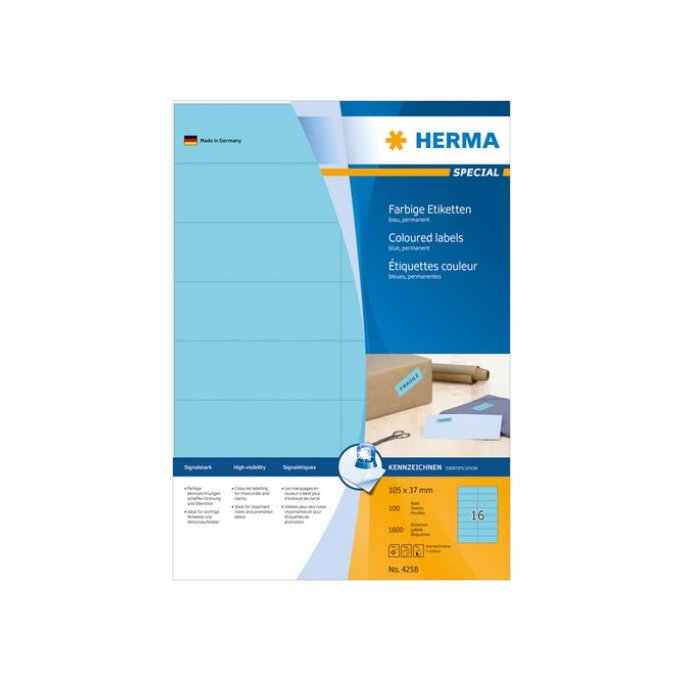 HERMA Etiketten 105 x 37 mm 1600 stuks blauw (pak 1600 stuks)