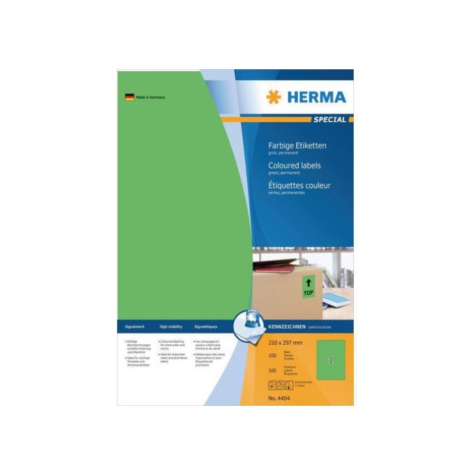 HERMA Etiketten 210 x 297 mm 100 stuks groen (pak 100 stuks)