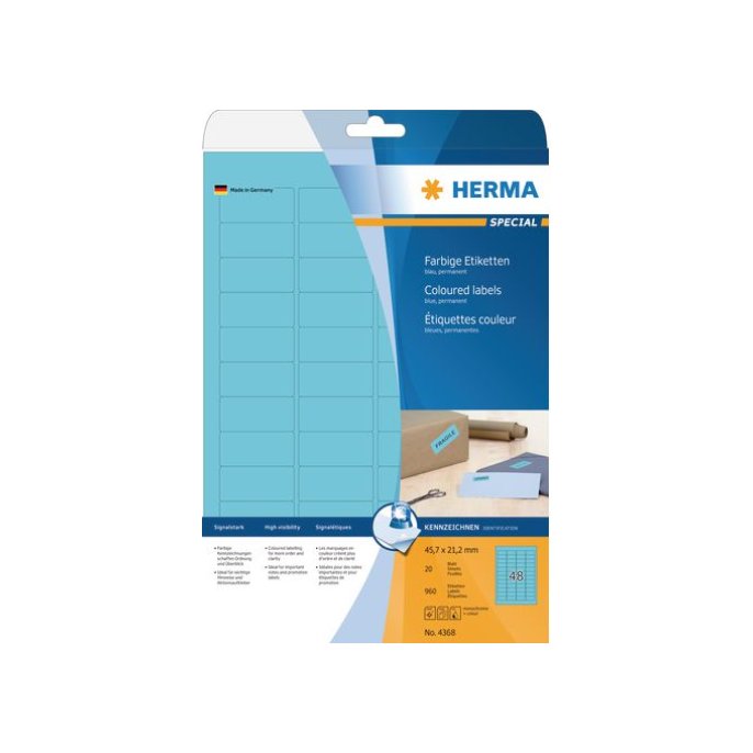 HERMA Etiketten 457 x 212 mm 960 stuks blauw (pak 960 stuks)