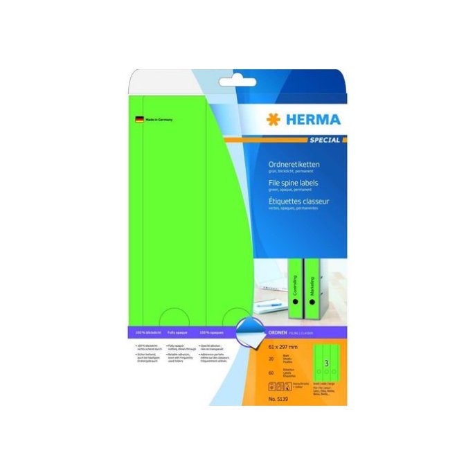 HERMA Geklerude rugetiketten 61x297mm groen (pak 60 stuks)